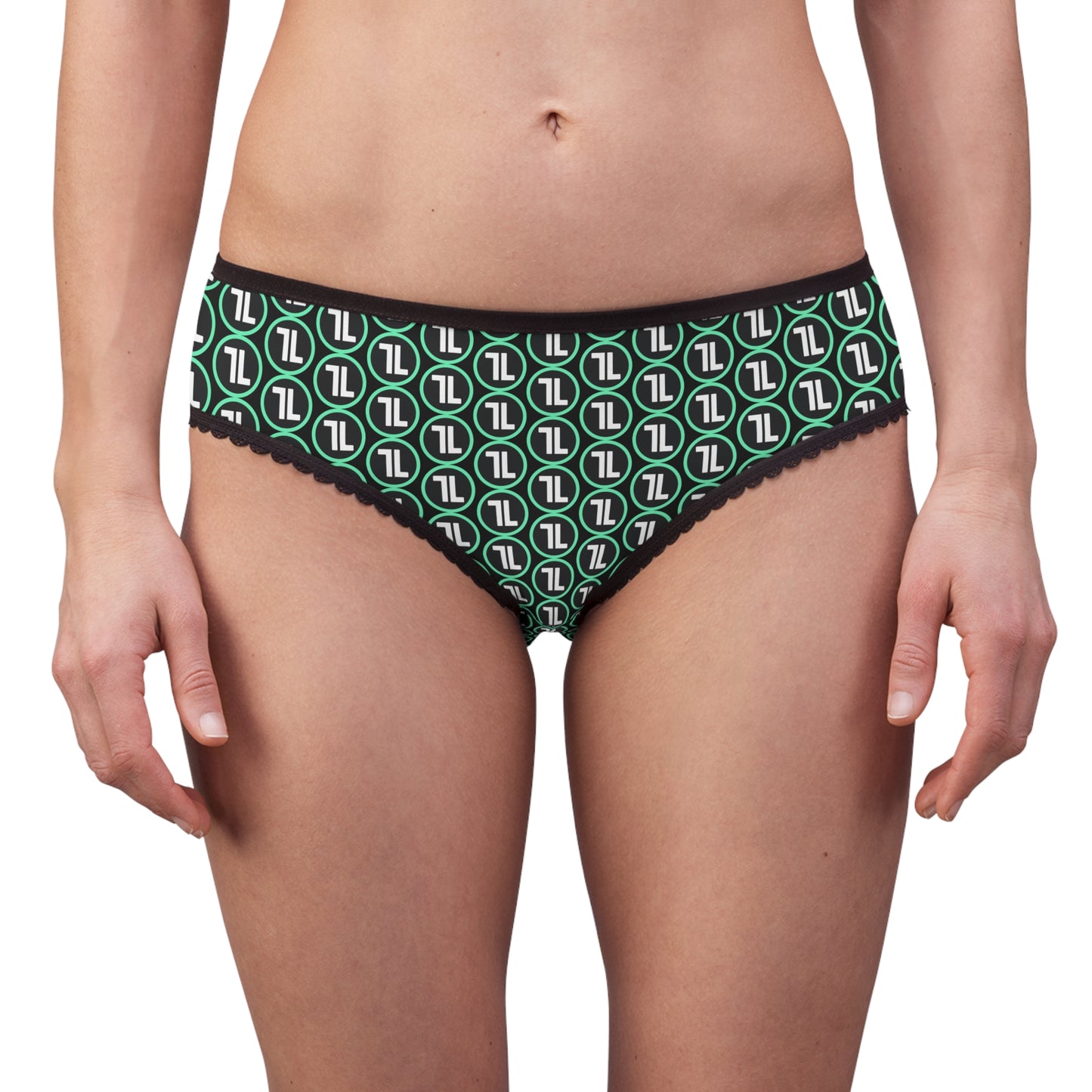 Green Geometric Logo Women's Briefs — All-Over Print Comfort Panties