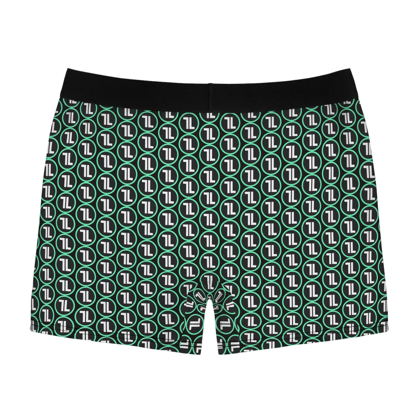Men's Green Geometric Logo Boxer Briefs — All-Over Print Comfort