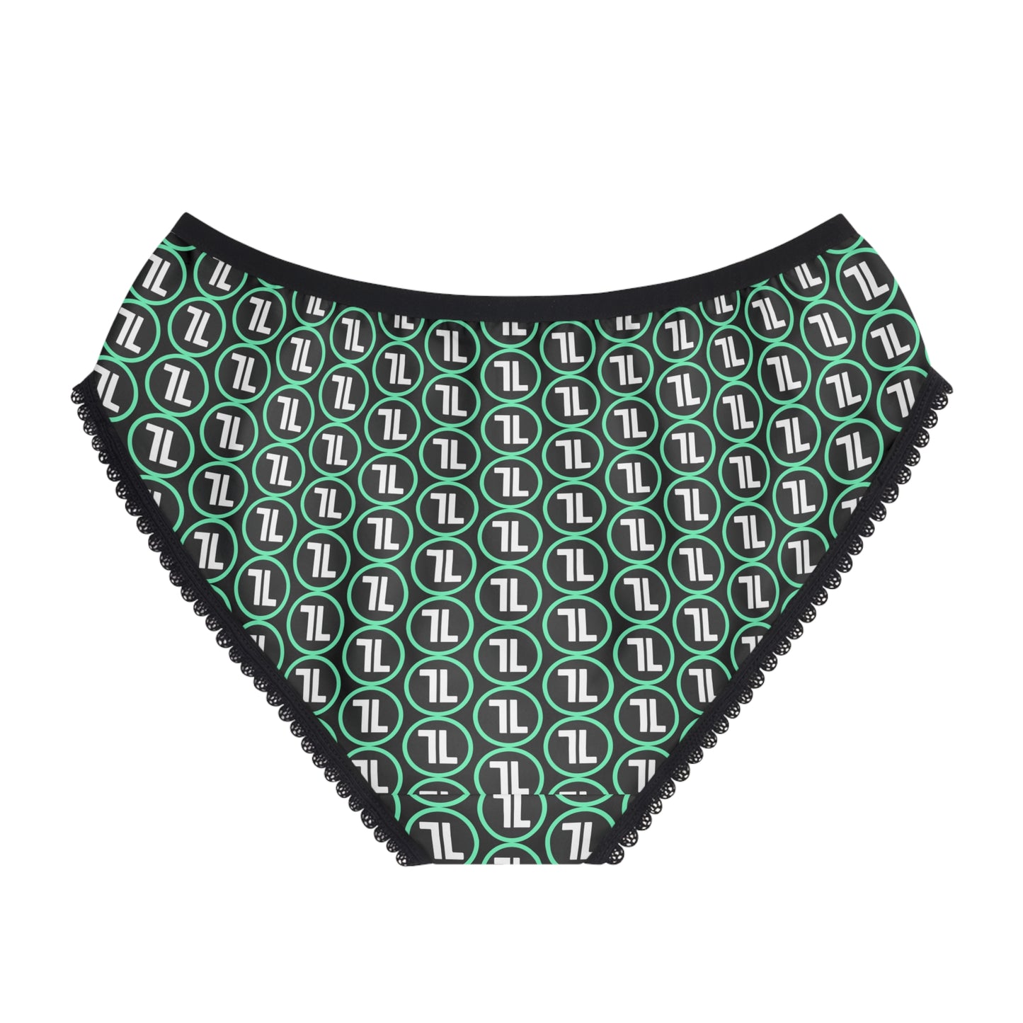 Green Geometric Logo Women's Briefs — All-Over Print Comfort Panties