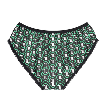 Green Geometric Logo Women's Briefs — All-Over Print Comfort Panties