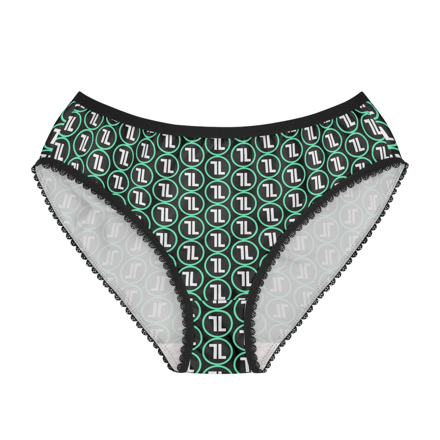 Green Geometric Logo Women's Briefs — All-Over Print Comfort Panties