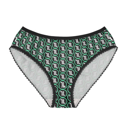 Green Geometric Logo Women's Briefs — All-Over Print Comfort Panties