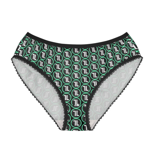 Green Geometric Logo Women's Briefs — All-Over Print Comfort Panties